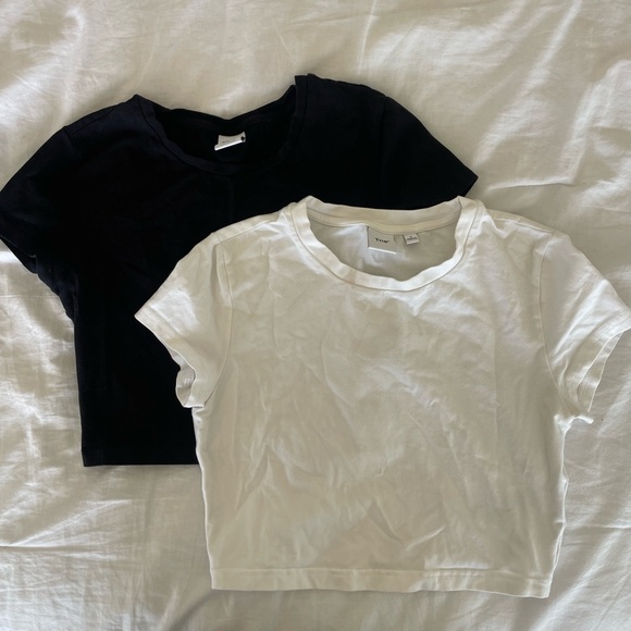 TNA Tops - Aritzia | TNA Short Sleeve Crew Neck Cop Tees - Black & White